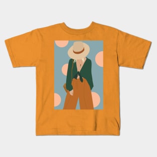 Summer girl with hat Kids T-Shirt